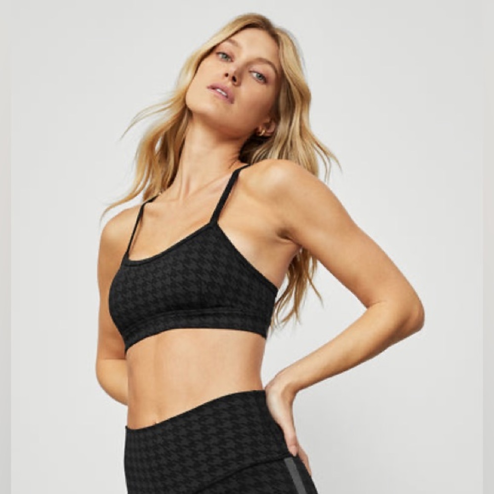 ALO YOGA HOUNDSTOOTH GRATITUDE BRA XS